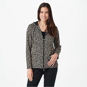 Linea Leisure by Louis Dell'Olio Zip Front Jacquard Hoodie, Sz L